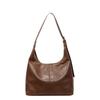 Elegant Soft Leather Tote Bag Solid Color Vintage Underarm Bag Fashion Commuting Shoulder Bag  Lady