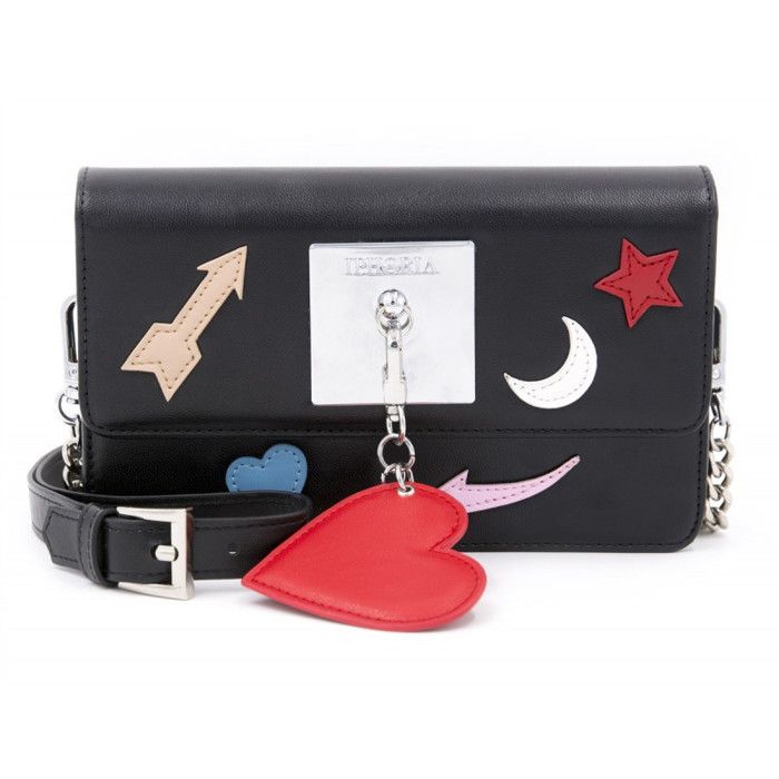 Shoulder Bag Plate Icons Black with Charm Iphoria - Plate Icons Black Xith Charm