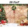 Farmhouse Christmas Decor Rustic Barn Door Photography Backdrop with Red  Golden Ornament Trees, Holiday Decor for Photo Studio, Party
