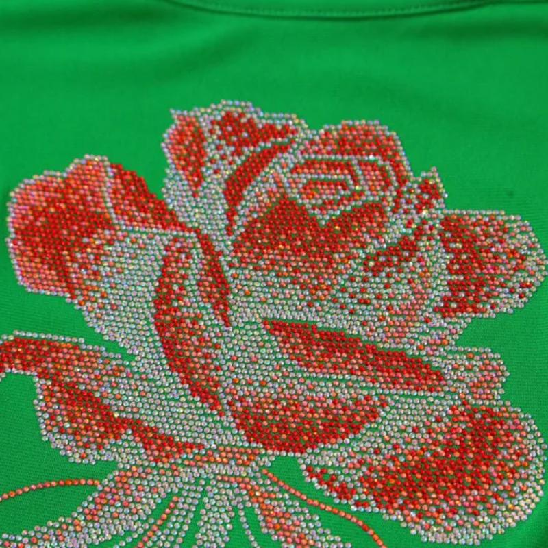 Streetwear Girl Summer Chic Clothes Mesh T-Shirts Shiny Flower Hot Diamonds Women's Tops New Sexy Off Shoulder Short Sleeve Tees