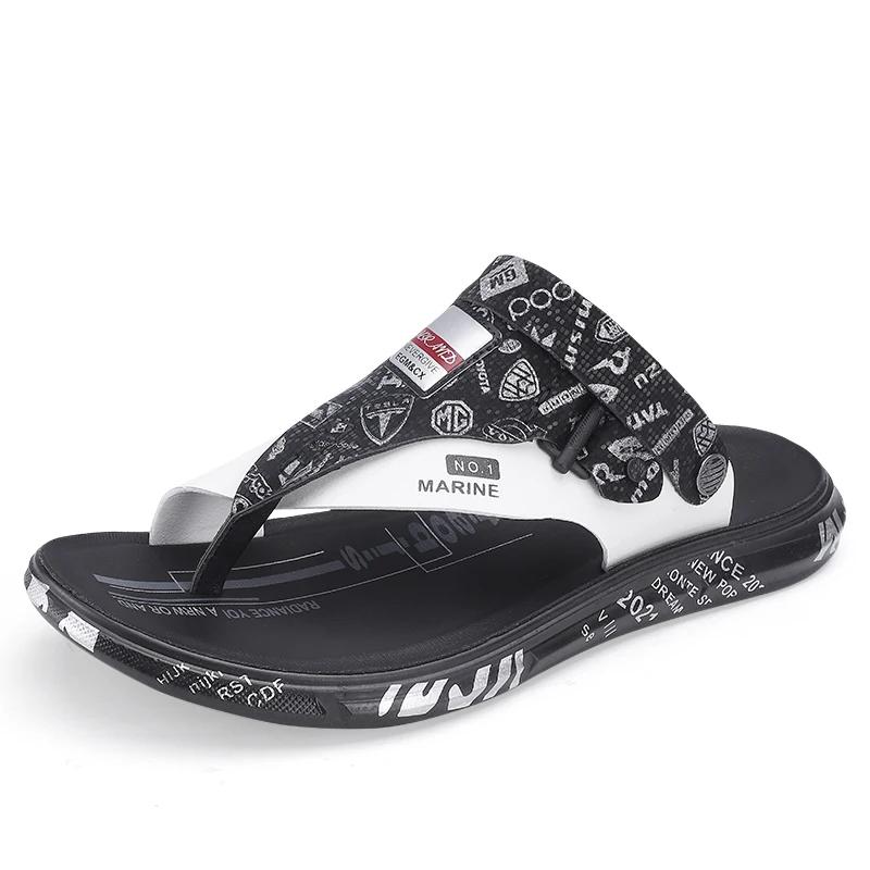 Модные летние новые мужские шлепанцы мужские тапочки для дома уличные тапочки мягкая толстая подошва домашняя обувь пляжные тапочки шлепанцы