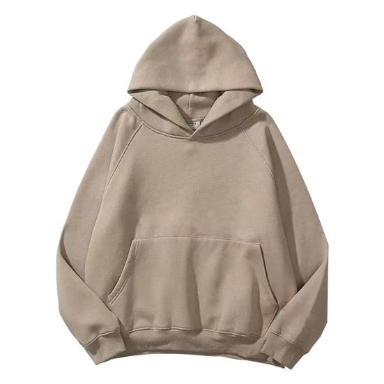 Men Fall Winter Hoodie Double Layers Solid Color Loose Big Pocket Soft Loose Pullover Long Sleeve Elastic Cuff Hooded Streetwear Men Hoodie