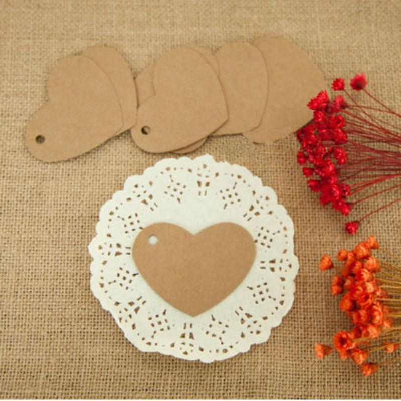 100 шт. бирка в форме сердца DIY подарочные бирки из крафт-бумаги рождественские украшения открытки подарочная упаковка бумажные этикетки скрапбукинг