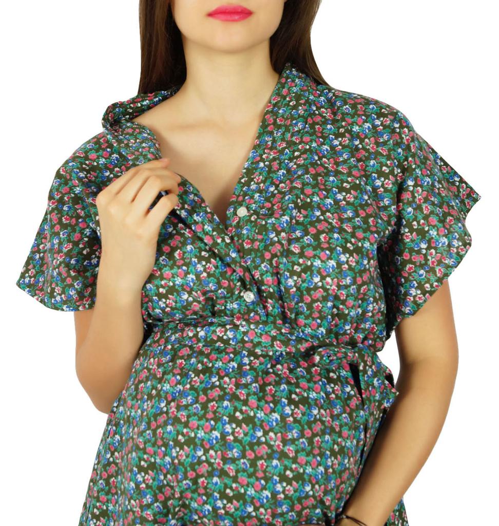 Bimba Kaftan With Belt Nursing Night Gown| Front & Back Buttons-Baby Shower