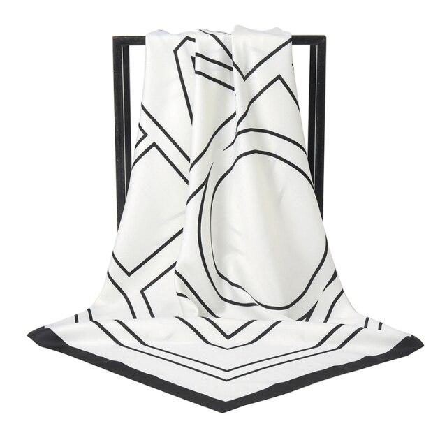 2021 Design Brand Women Square Silk Scarf Chain Print Head Scarfs Female Satin Hijab Scarves Shawl Wrap Lady Headband Foulard