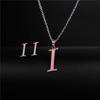 RUI RUI YU 26 Letter Colorful Stainless Steel Jewelry Sets for Women Men Alphabet Initial Chain Pendant Necklace Earrings Kids Gift