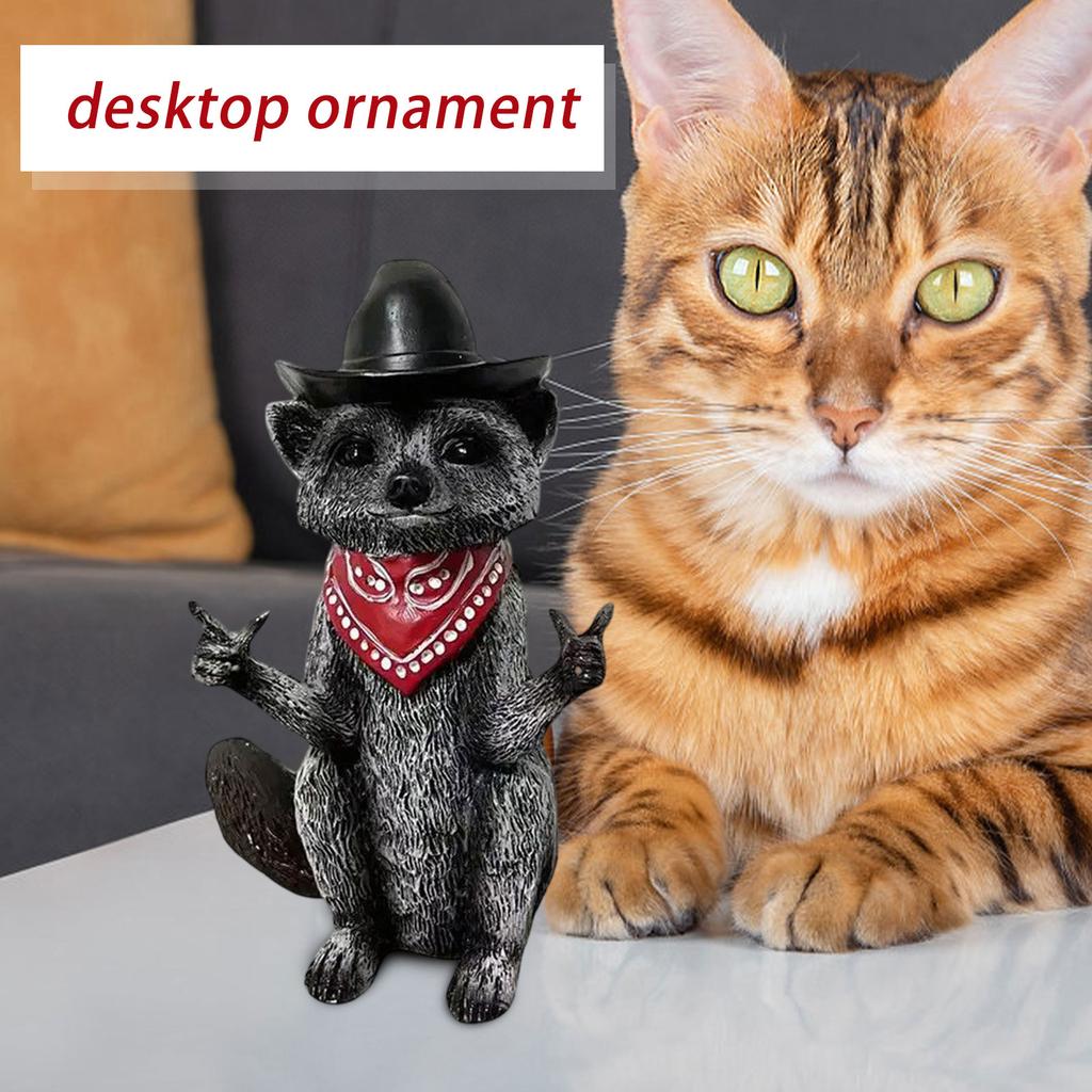 Фигурка енота Забавная Реалистичная Декоративная из смолы Статуэтка дикого животного Украшение для стола Книжной полки Каминной полки