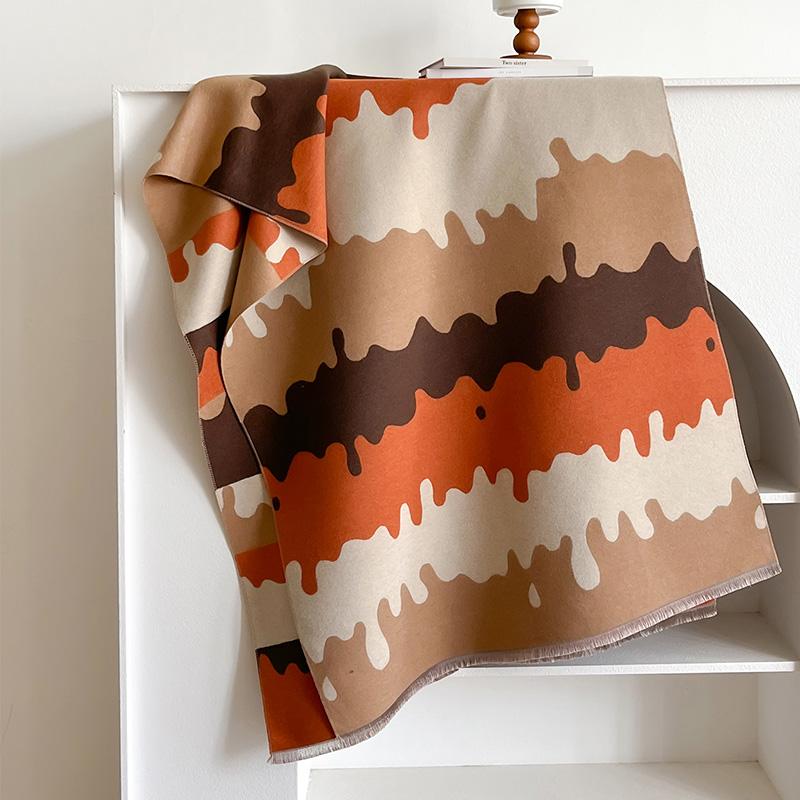 Новый зимний женский кашемировый шарф, утолщенный, теплый, пашминовый, шали, накидки, волнистый принт, женское одеяло, эшарпе, буфанда, хиджаб, женский