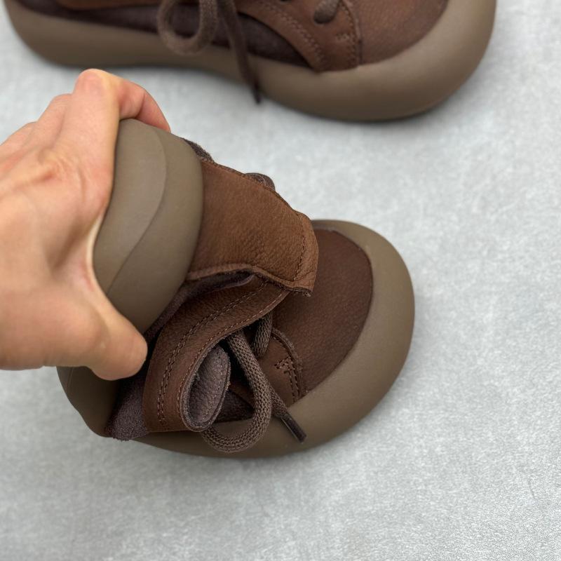 Оригинальные ретро женские повседневные замшевые туфли из натуральной кожи на шнуровке для всех сезонов