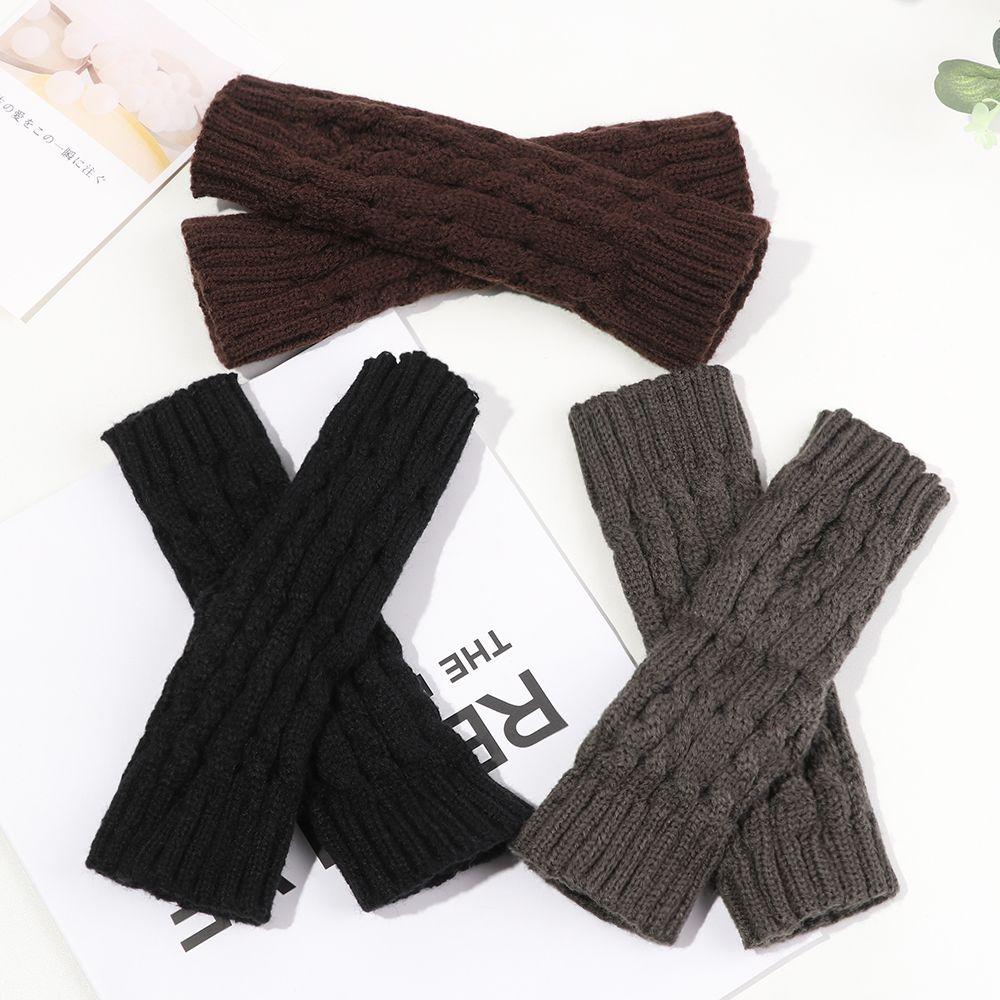 Теплые нарукавники с пуговицами, варежки без пальцев, длинные вязаные перчатки