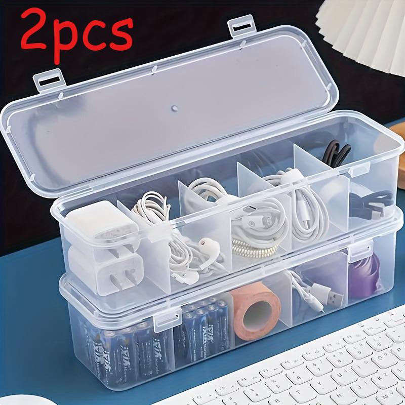 Large-capacity Covered Cable Gemstoneent Box, 5 Compartments - A Space-saving Desktop Storage Solution for Offices and Homes.