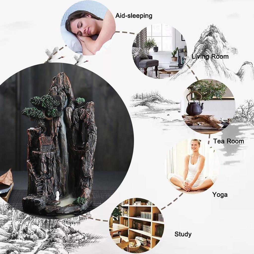 Backflow Incense Burner Waterfall Incense Holder Resin Home Decor