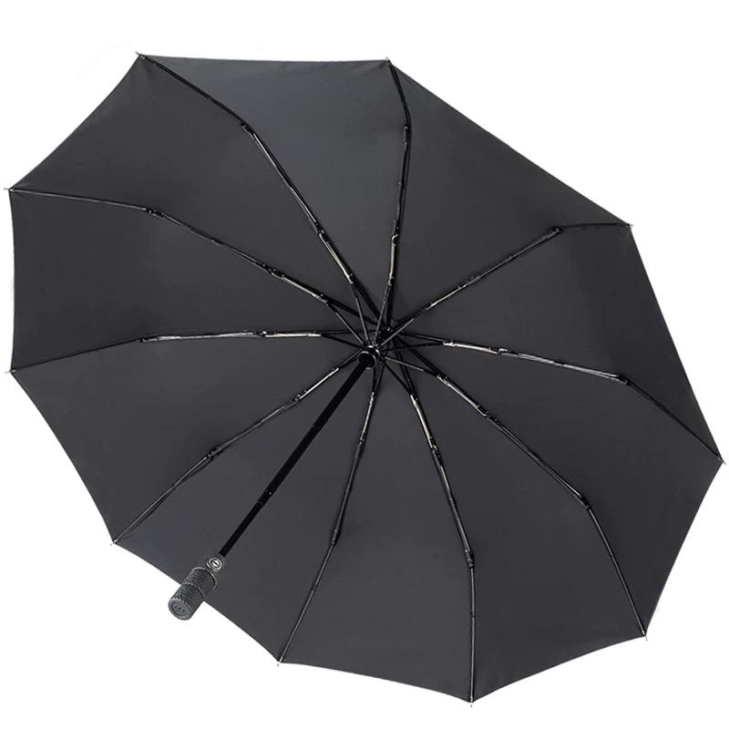 Automatic Umbrella Large Folding Umbrella Reinforced Thick Windproof Rain and Rain Dual-Use for Both Male and Female Foreign Trade Original Order