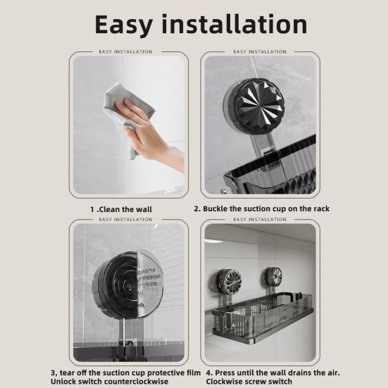 Полка для хранения в ванной с присоской, крючок с высокой несущей способностью, легко устанавливаемая стойка для хранения, органайзер для душа