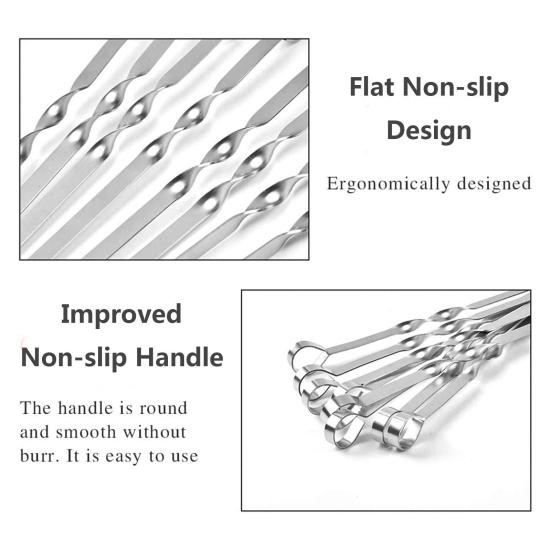 10 шт. шампуров для барбекю для гриля плоские из нержавеющей стали палочки для кебаба многоразовые палочки для гриля барбекю для мяса курицы