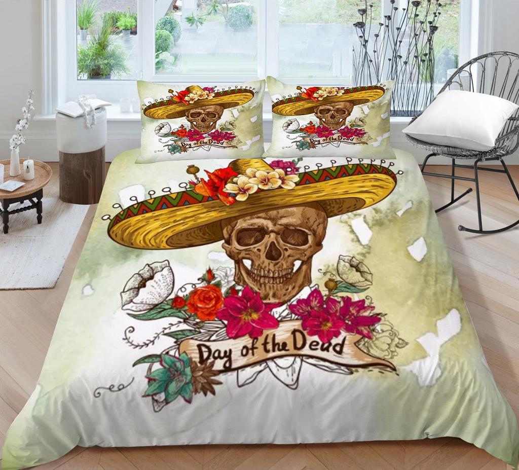 Bedding Suit 3D Skull Print Bed Cover Home Bedclothes  Fashionable Duvet Cover Sets Polyester Single Double King Size