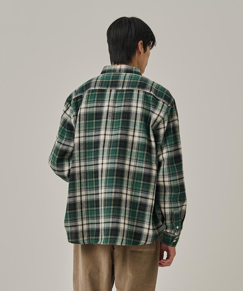ANALOG MOOD Flannel Semi-Check Shirt (Green)