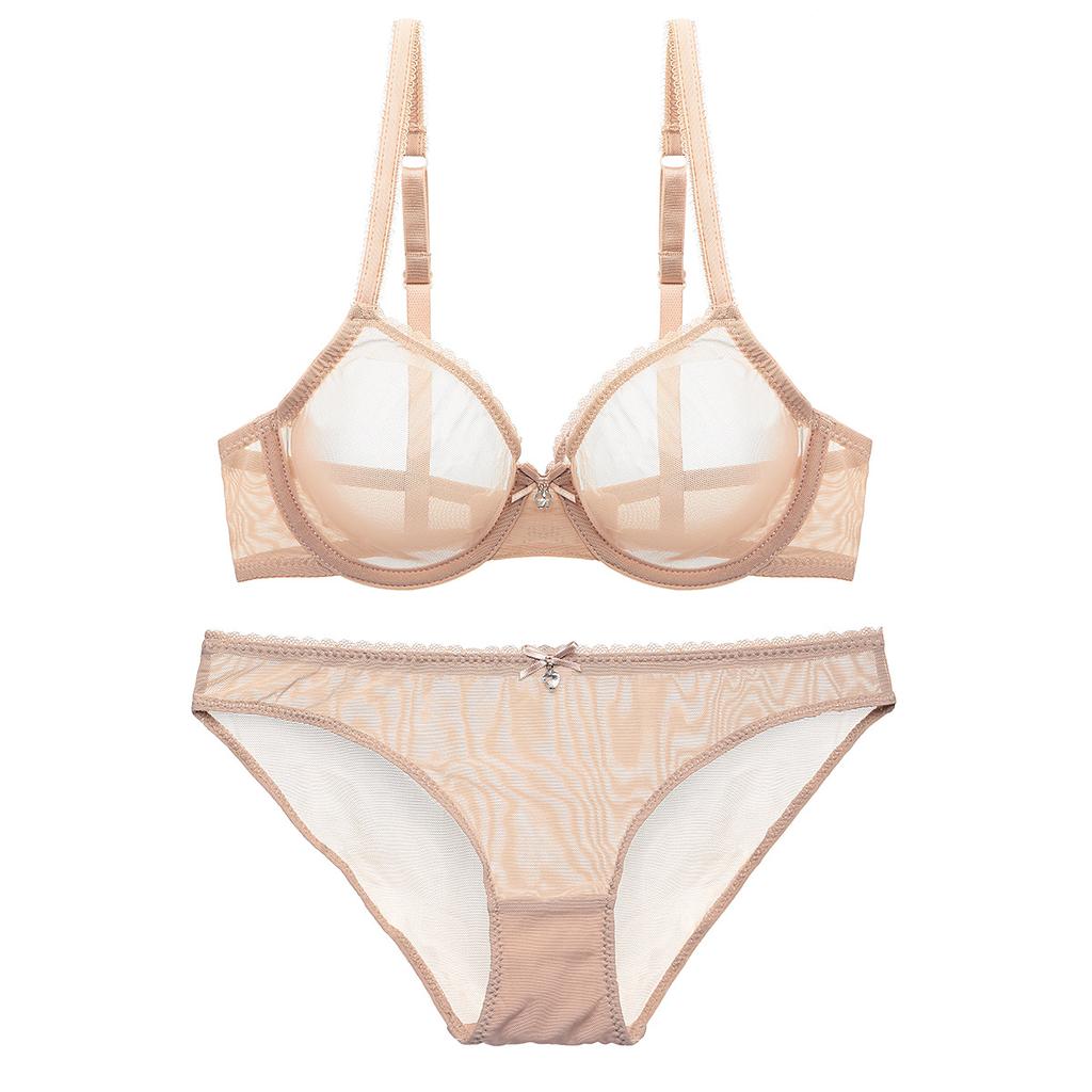 French Ultra Thin Lingerie Set Sexy Mesh Transparent Bra Set Women Lace Underwear Summer Breathable Bralette Female Intimates