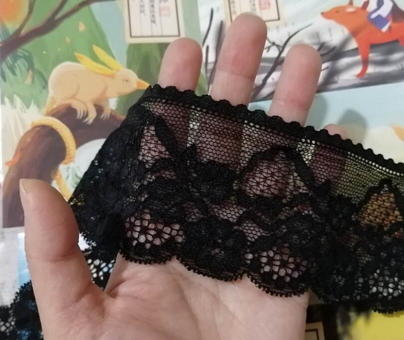 Черная кружевная органза для самостоятельного изготовления одежды и аксессуаров - украшение горловины и подола юбки