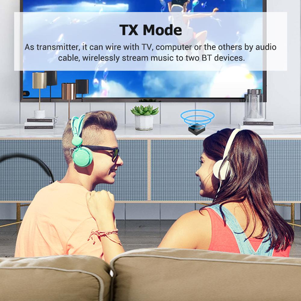 BT 5.0 Transmitter Receiver 2 In 1 Wireless Audio Adapter (3.5mm RCA Optical AUX) with LED