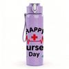 1PC Happy Nurses Day Design 750ml Color Plastic Sports Water Bottle Leakproof Flip Straw Lid Suitable for Sports Office Home Use
