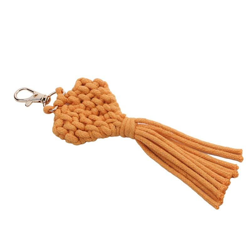 Креативные мини-брелоки макраме в форме сердца, бохо, ручной работы, с кисточками, для ключей от машины, кошелька, телефона, свадебный подарок