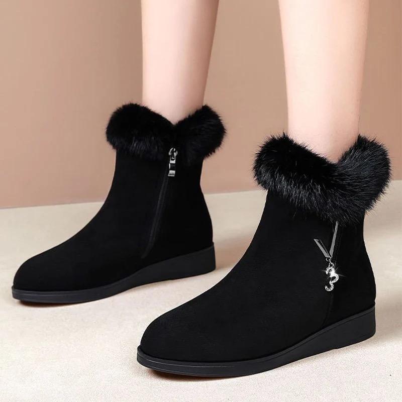 Womens Boots Plush Warm Fluffy Snow Boot Zipper Ankle Boots 2025New Winter Boota for Women Anti-slip Platform Boot Botas
