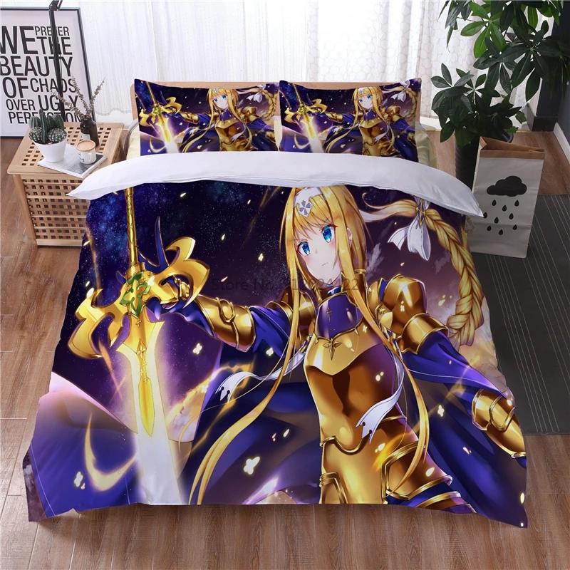 Мультфильм Sword Art Online 3D комплект постельного белья с принтом пододеяльник наволочка постельное белье Twin Full Queen King для взрослых и детей постельное белье