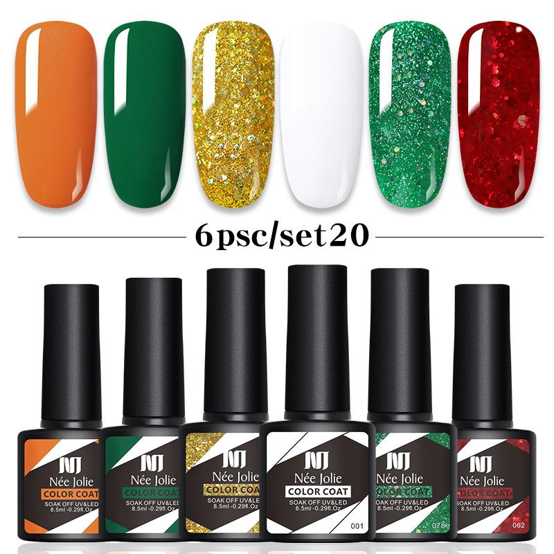 Nee Jolie 6 Colors Gel Nail Polish Set Trendy Nail Gel Soak Off UV Nail Polish Kit DIY Manicure