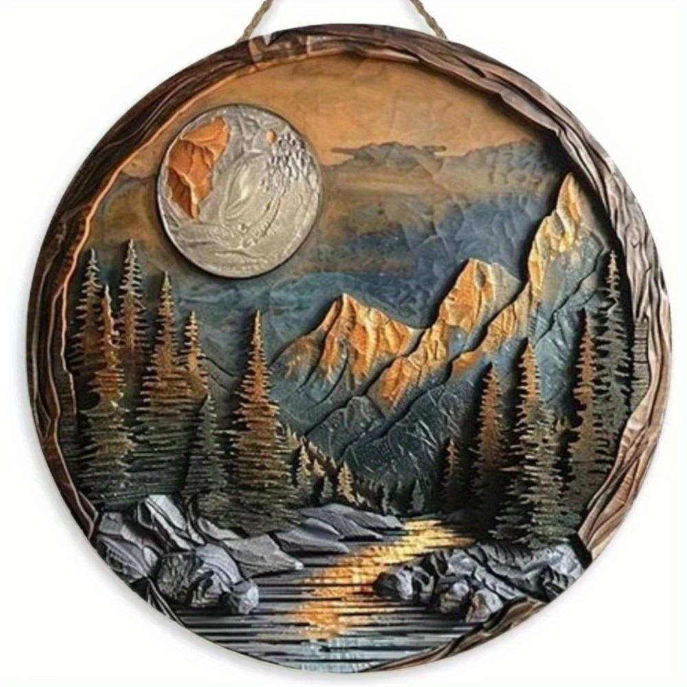 Деревянное настенное украшение в древнем стиле с художественным дизайном - 20 см