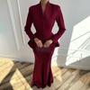 Женский однотонный комплект: топ с длинным рукавом и облегающая юбка 2025