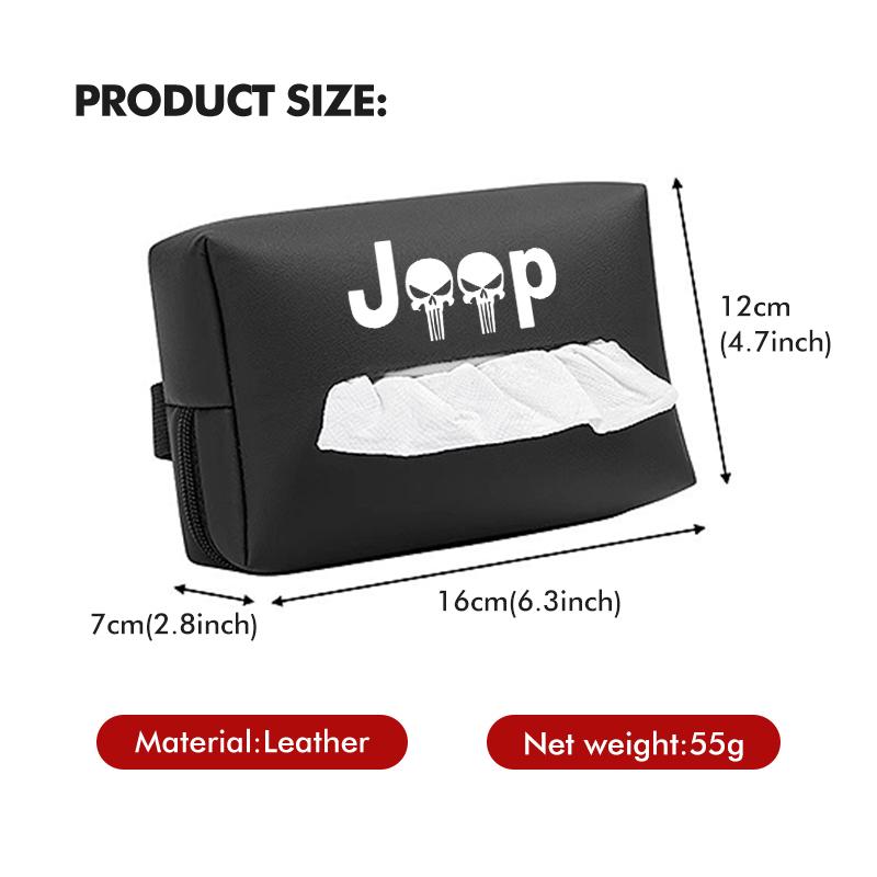 For Jeep PU Leather Car Tissue Box Paper Towel Storage Bag Auto Accessories Compass Renegade Cherokee Wrangler JK Patriot AKN1