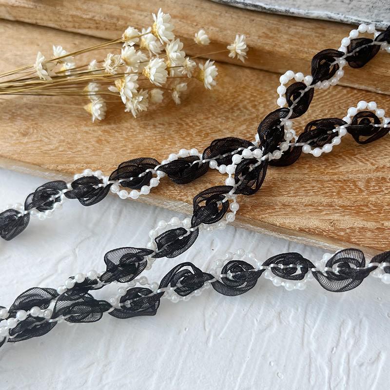 Черная кружевная органза для самостоятельного изготовления одежды и аксессуаров - украшение горловины и подола юбки