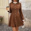 High-end Long-sleeved Dress for Women's Autumn and Winter A New Style of Short Skirt with A Patchwork Base