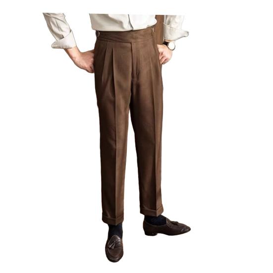 Мужские брюки-костюмы с застежкой-молнией и регулируемой талией, прямые брюки в английском стиле, однотонные, свободные, формальные, деловые, офисные брюки