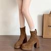 Designer Winter Women Modern Ankle Boots Short Plush Short Booties Ladies Platform Square High Heels Shoes