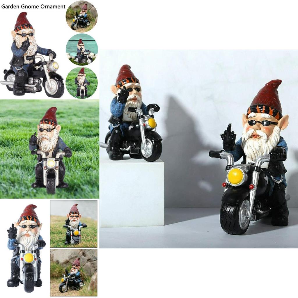 Garden Gnomes Novelty Statues Motorcycle Dwarf  Ornaments Outdoor Naughty Decor