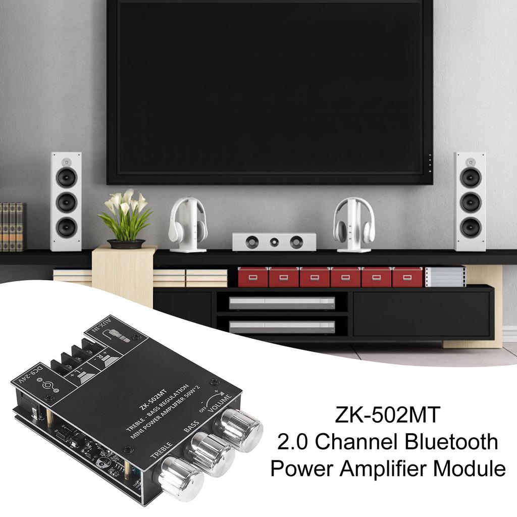 502MT 2.0-канальная плата стереоусилителя высокой мощности, Bluetooth 5.0, плата усилителя сабвуфера 2X50 Вт, усилитель басов