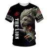 2023 Summer Men's T-shirt 3D Digital Printing Round Neck Street Creative Lion Pattern Short-sleeved Casual Sports T-shirt