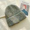 Women Japanese Vintage Knitted Beanie Autumn Winter Thick Warm Mixed Color Ear Protection Wool Hat Daily Outdoor