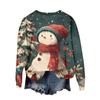 Ladies' Christmas Printed Long Sleeved Round Neck Hoodie Loose Top