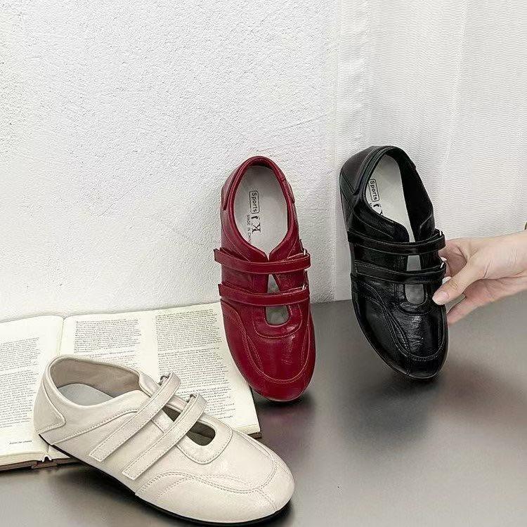 Fashion Vintage French Woman Shoe Spring New Round Flat Shoes Fashion Mary Jane Shoes Versatile Women Casual Shoes Anti Slip Ballet Shoe
