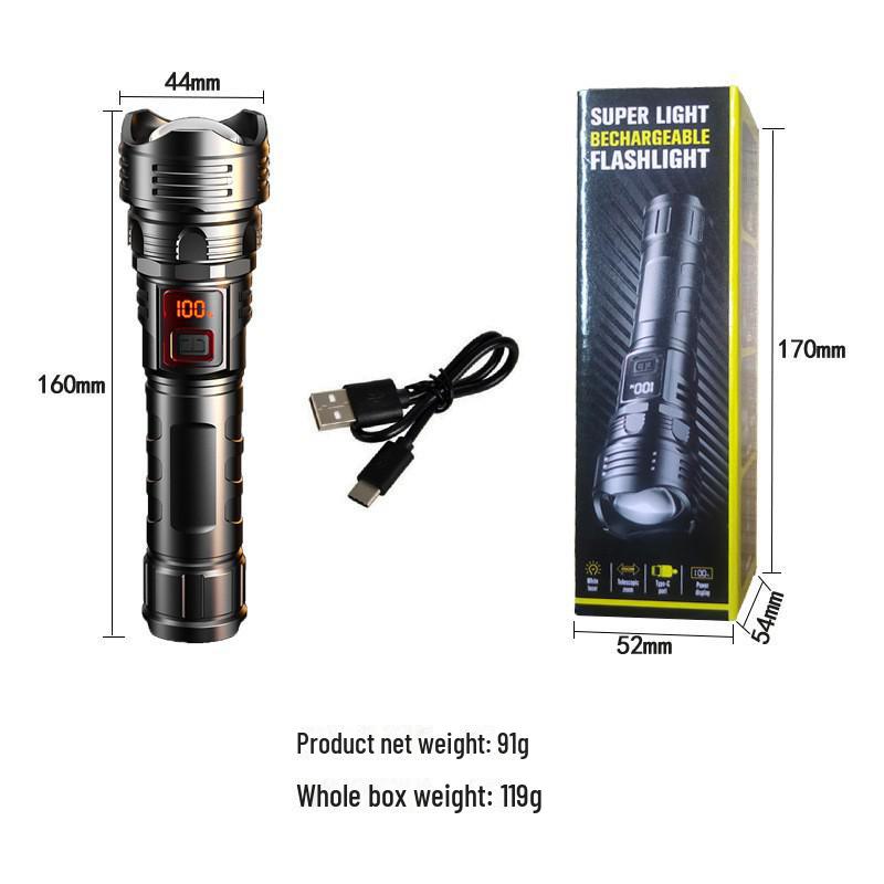 Rechargeable Waterproof Telescopic Zoom Laser Flashlight