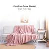 Solid Color Fleece Pom‑pom Throw Blanket, Tassel Decor Sofa Couch Nap Cover Bed Blanket