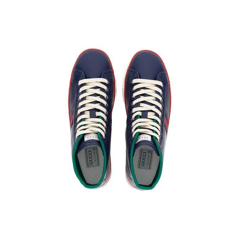 Gucci Кеды для скейтбординга Tennis 1977 Высокие Мужские Сине-Белые 644734 17L20 4174