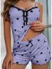 Стильный женский пижамный комплект с V-образным вырезом - Удобная и сексуальная майка с шортами на пуговицах