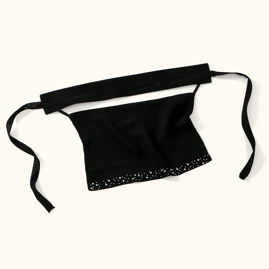 Стразы Черный Шифон Никаб Мусульманская Маска для Лица Хиджаб Исламский Шарф Женский Молитвенный Однослойный Дышащий Головной Убор Головная Повязка