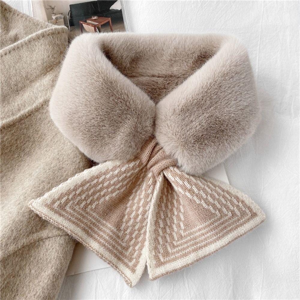 Thicken Neck Scarf Faux Rabbit Fur Plush Scarf Cute Neck Warmer  Winter