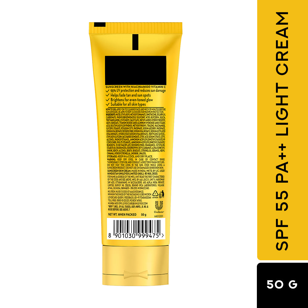 POND'S Солнцезащитный крем-сыворотка SPF 50 Ниацинамид-C 50 г Для пигментных пятен, удаления загара, сияющей кожи, нежирная легкая защита для лица