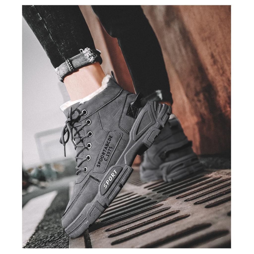 Зимняя рабочая обувь Мужские высокие зимние ботинки Универсальные повседневные ботинки Мартин с плюшевыми теплыми хлопковыми туфлями Рабочая обувь